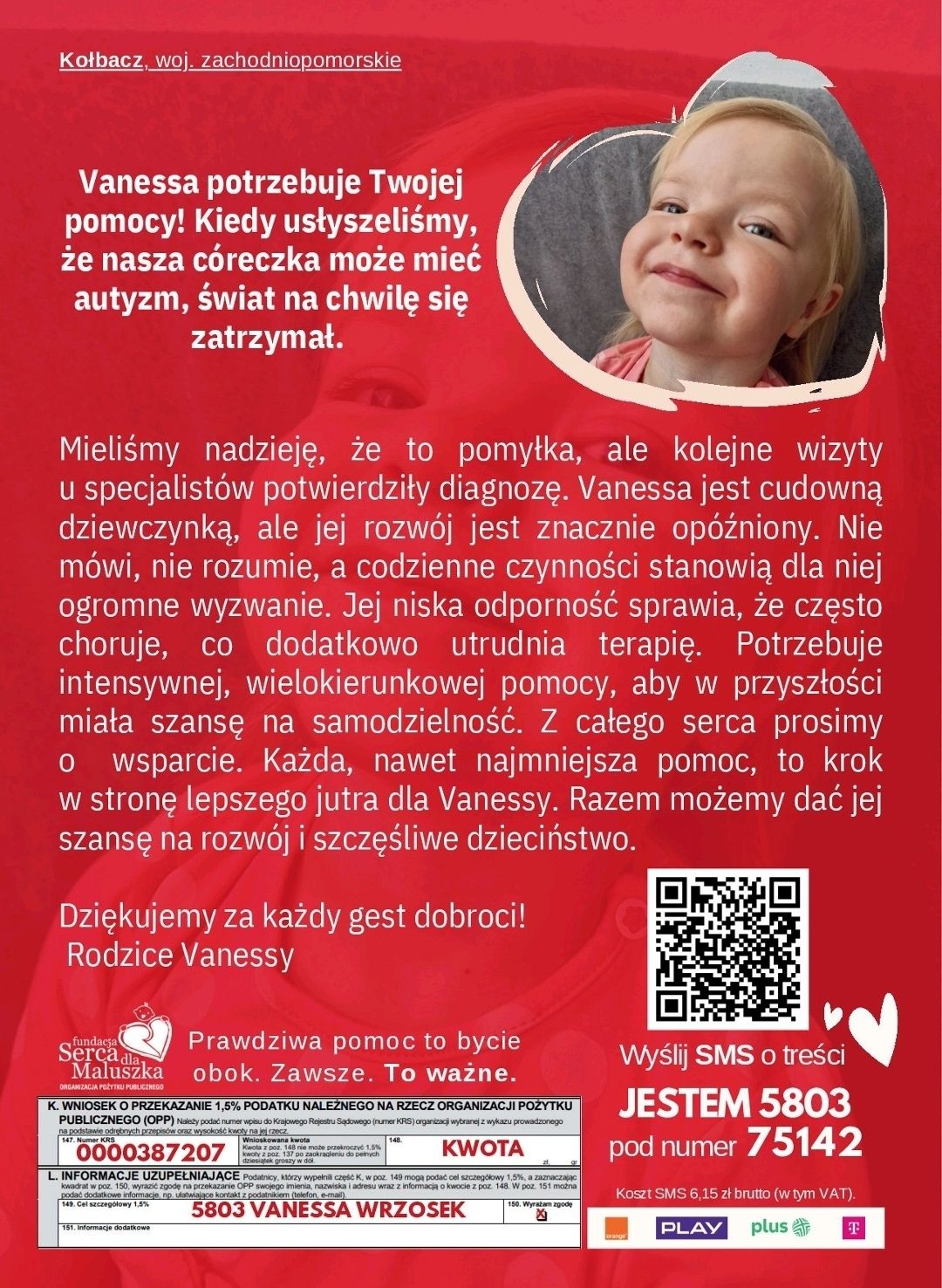Proszę Przekaż 1,5% Podatku dla Mojej Córki
