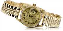 Złoty zegarek damski 14k z BRYLANTAMI Geneve lwd078ydg&lbw008y Poznań