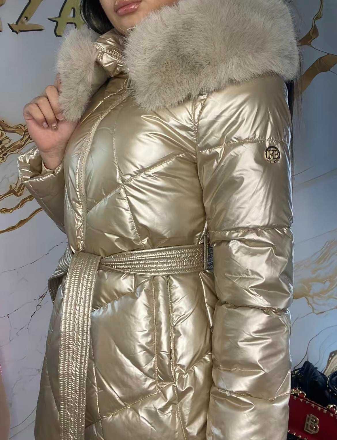 Ekskluzywna puchowa kurtka premium marki Roberta Biagi złota