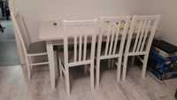 stół z krzesłami 160x90 po rozłożeniu 200cm dł. jak nowy!!!