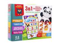 3в1: Абетка, Математика,English з магнітною дошкою VLADI TOYS