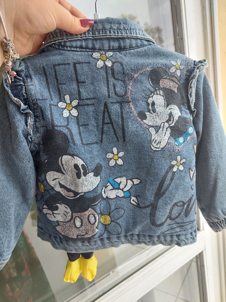Ocieplana kurtka jeansowa dla dziewczynki micky r. 98