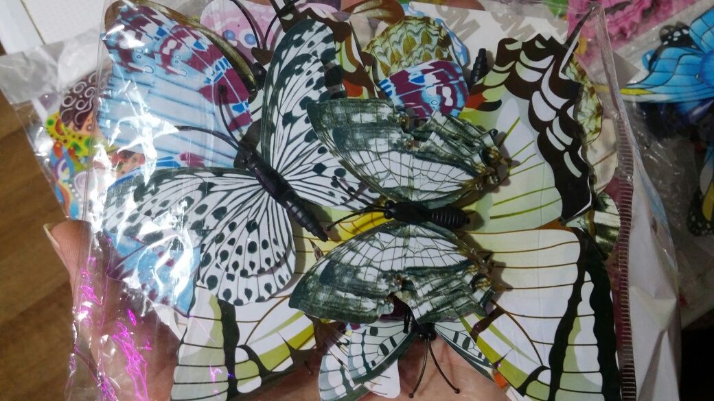 Бабочки 3D на магнитах с двойными крыльями на холодильник,стену.