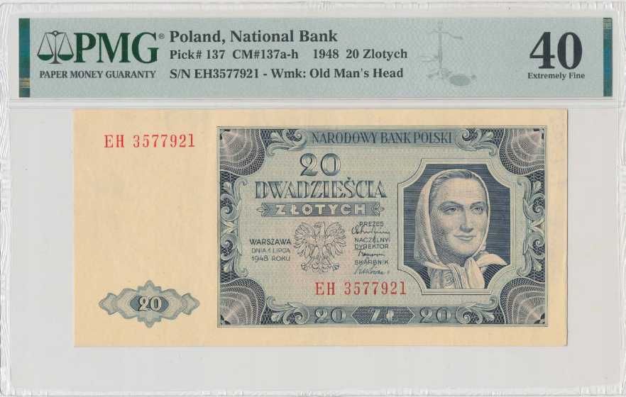 20 złotych 1948 PMG40