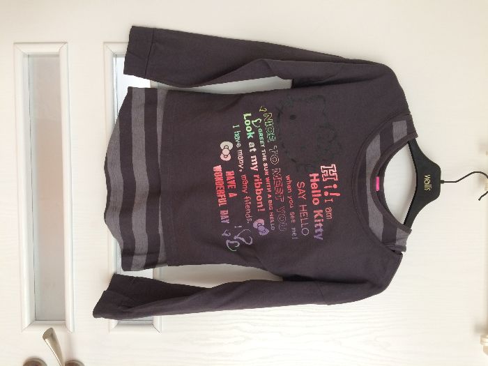 H&M Hello Kitty dwuczęściowa bluzka paski szara r. 146 - 152 cm różowa