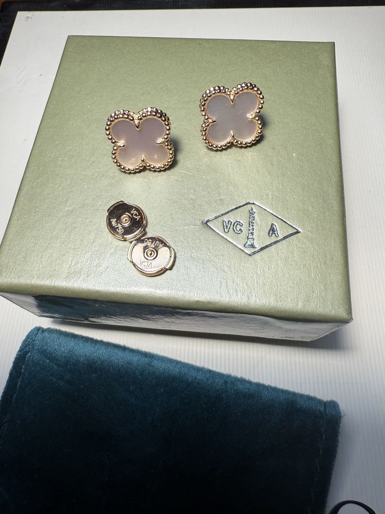 Пусеты серьги  Van Cleef 13 мм клевер ван клиф