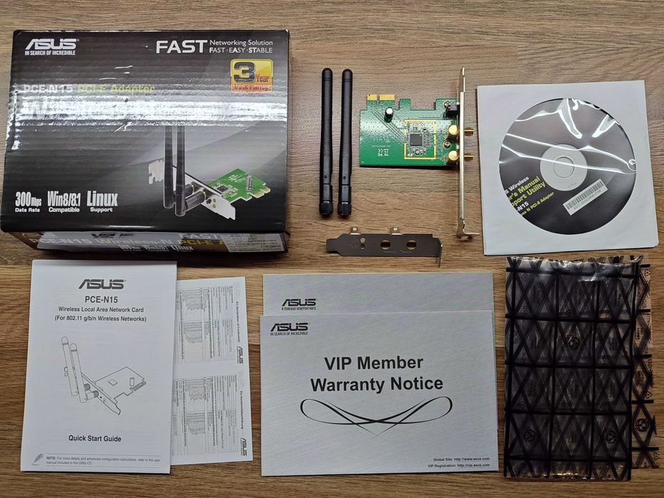 Karta sieciowa WiFi ASUS PCE-N15 (300Mb/s b/g/n) BOX stan idealny