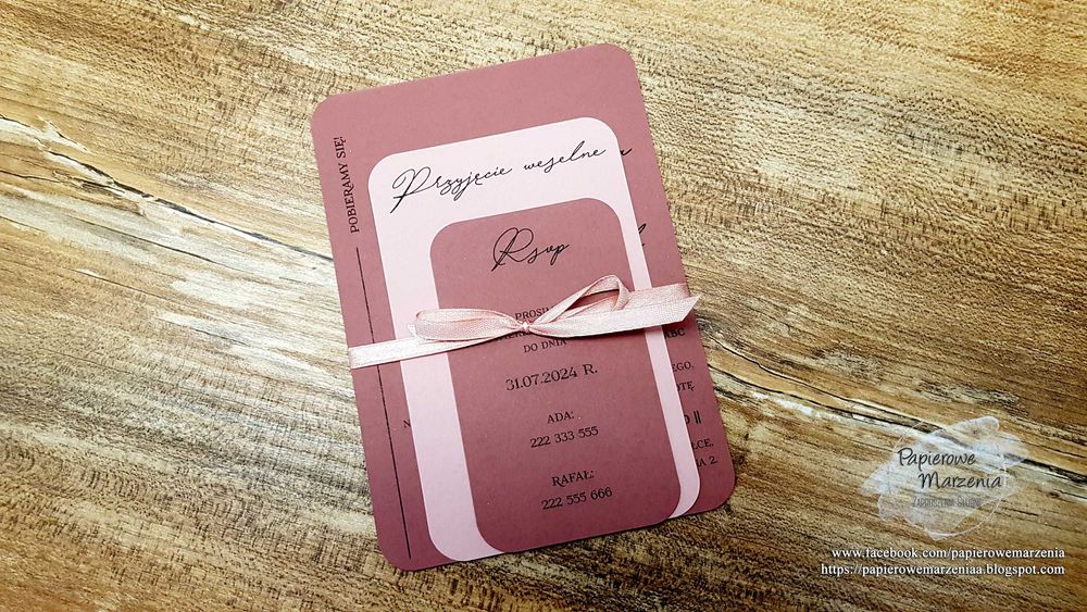 Zaproszenie ślubne z serii JEDNOKARTKOWE model 2 c: zaokrąglone karty