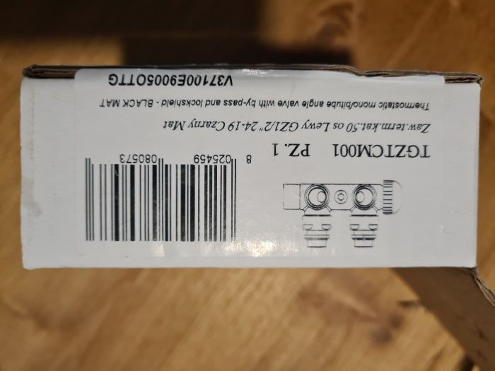 Zawór zespolony termostatyczny Terma - czarny mat lewy