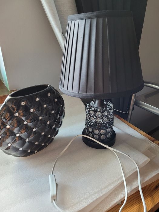 Zestaw lampa i wazon czarny stan bdb