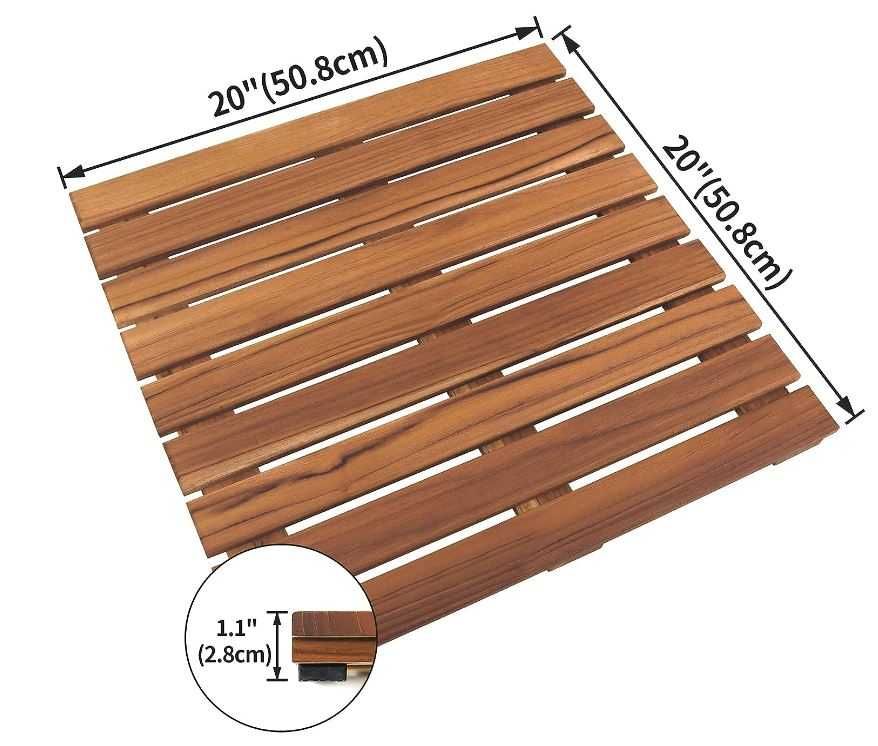Antypoślizgowa mata prysznicowa z drewna tekowego 50.8x50.8cm