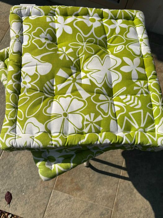 Conjunto de 6 almofadas de chão ou de cadeira algodão estampado verde