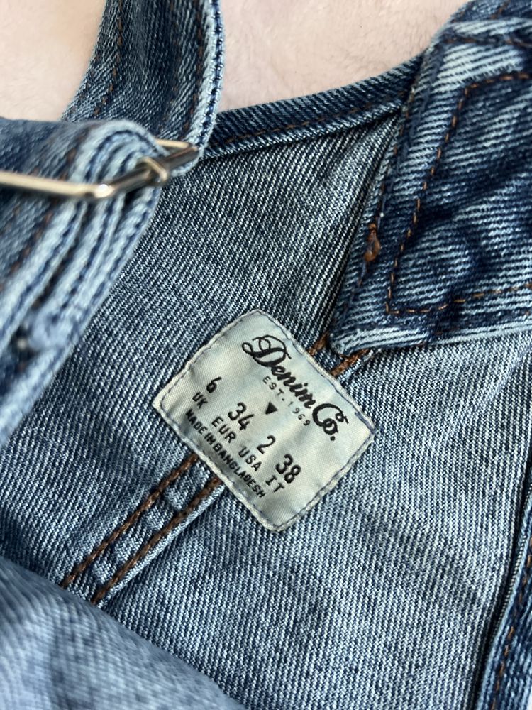 Damskie jeansowe ogrodniczki xs 100% bawełna
