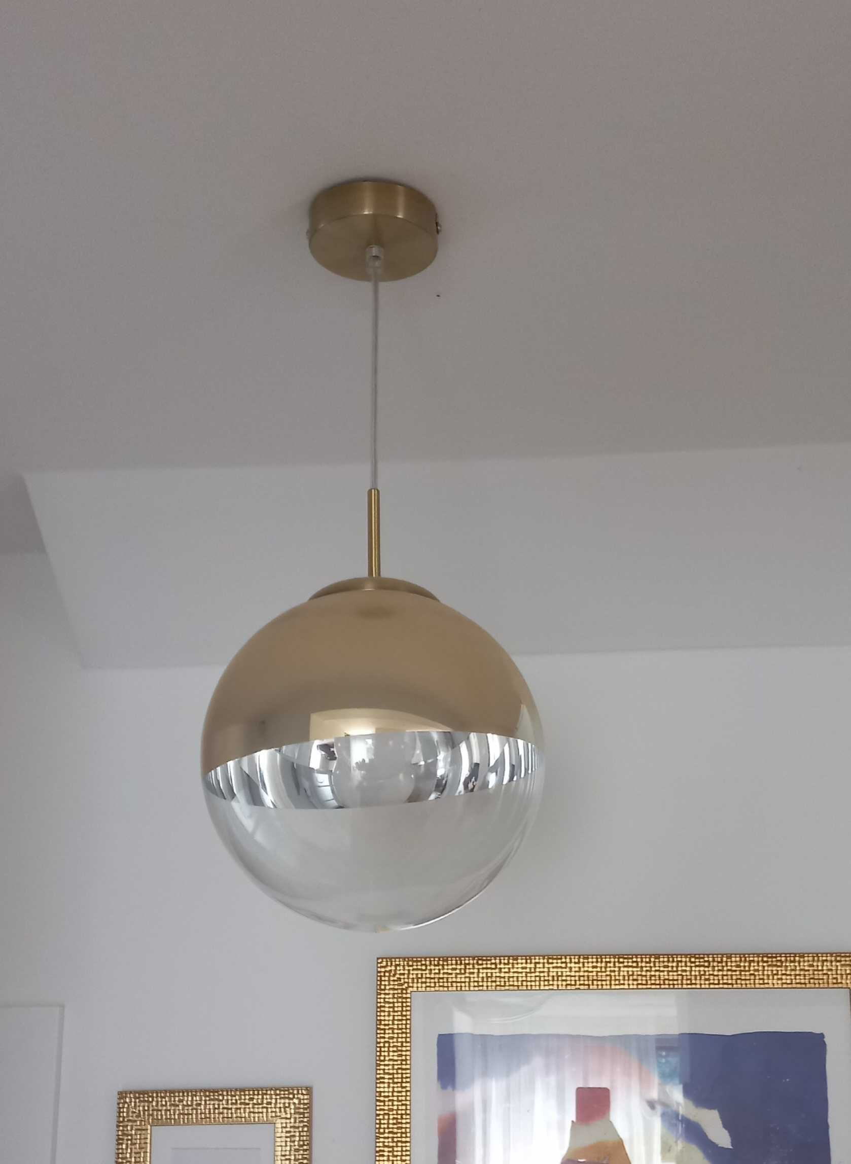 Lampa wisząca kula złota średnica 20 cm Gold żyrandol glamour