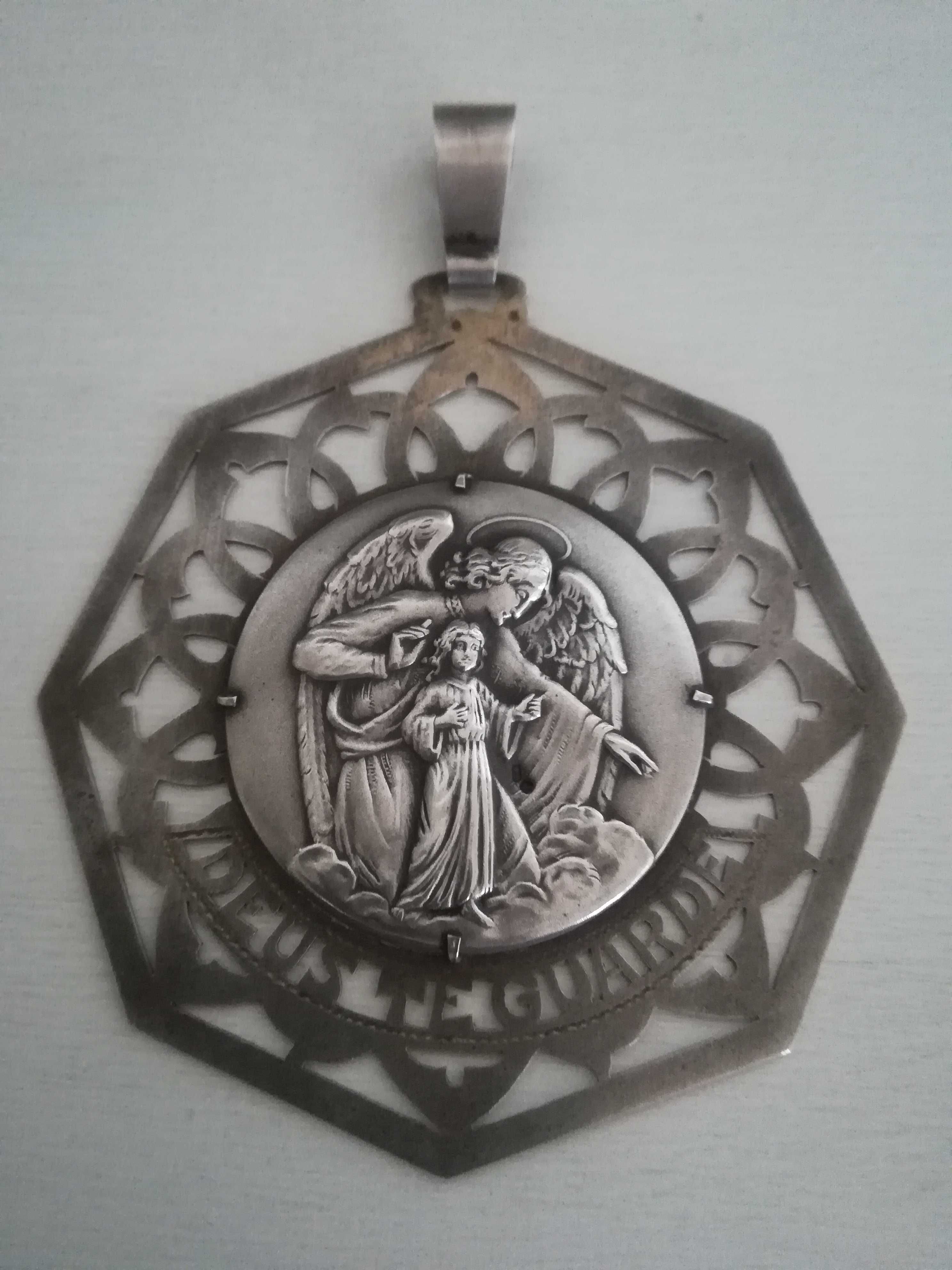 Anjo da guarda medalha prata antiga