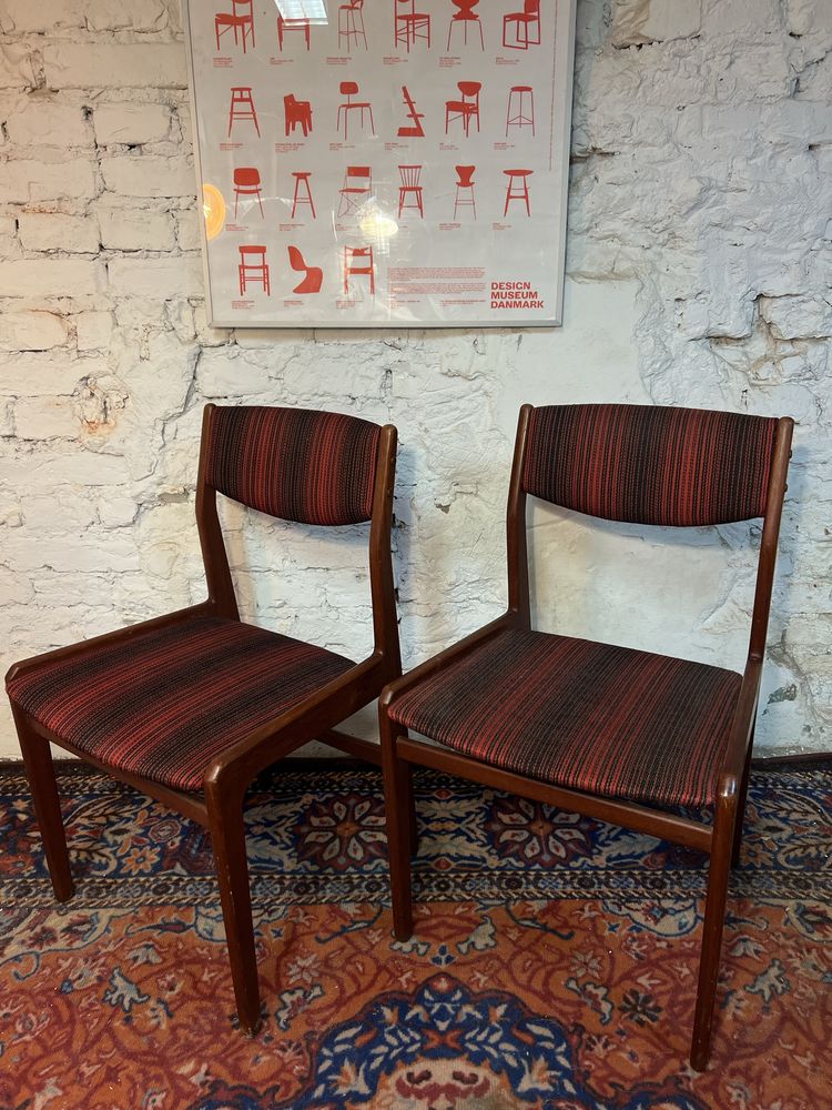 Piekne tekowe krzesla dunskie vintage retro mid century