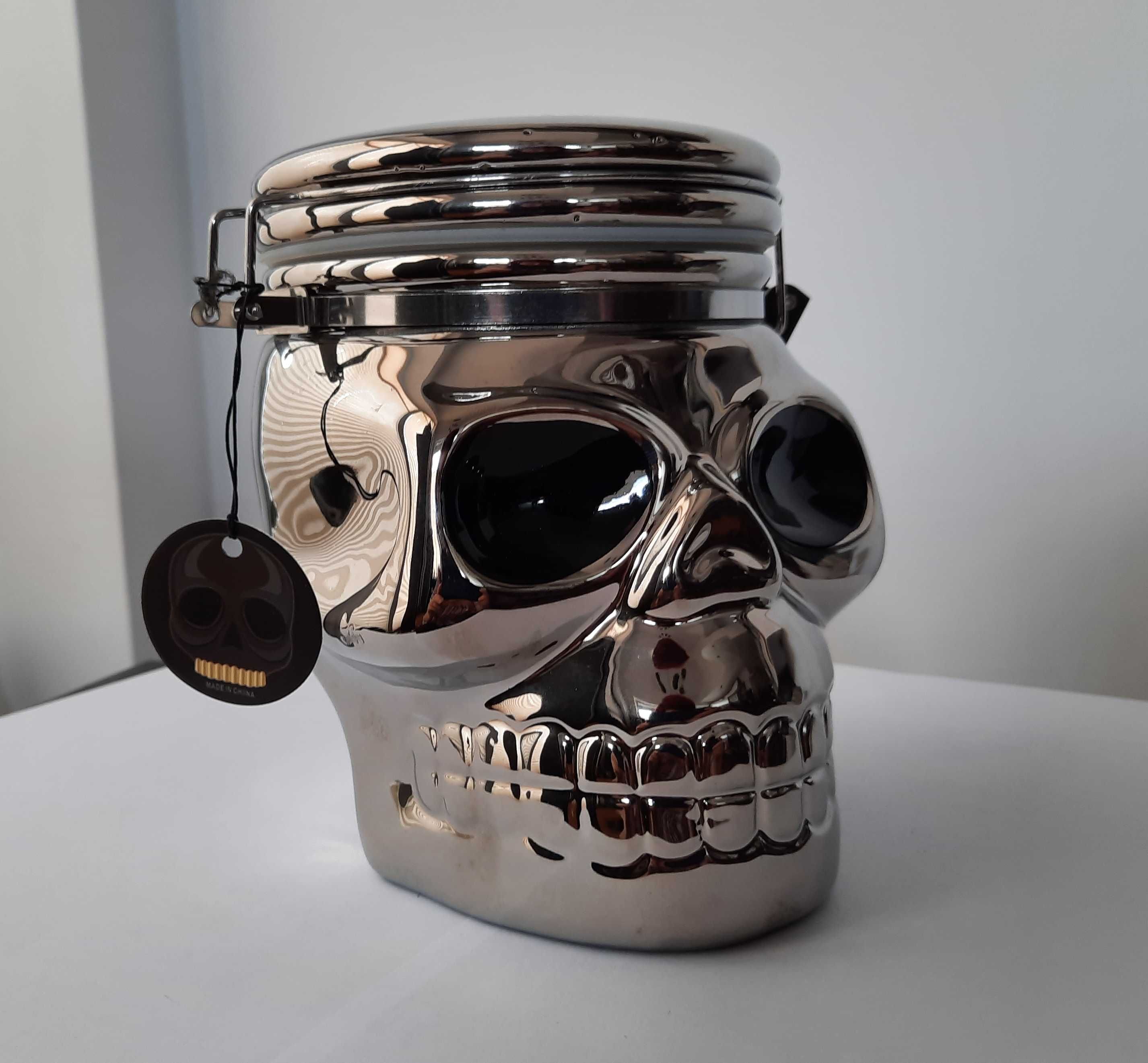 Cookie jar silver skull pojemnik na ciasteczka słoik srebrna czaszka