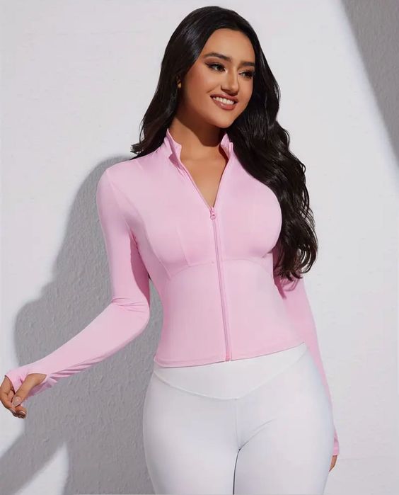 Рашгард спортивний довгий на замочку рожевий, кофта жіноча спортивна