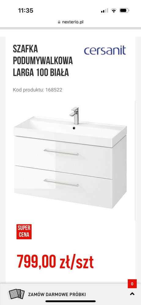Na sprzedaż nowa szafka pod umywalke Cersanit