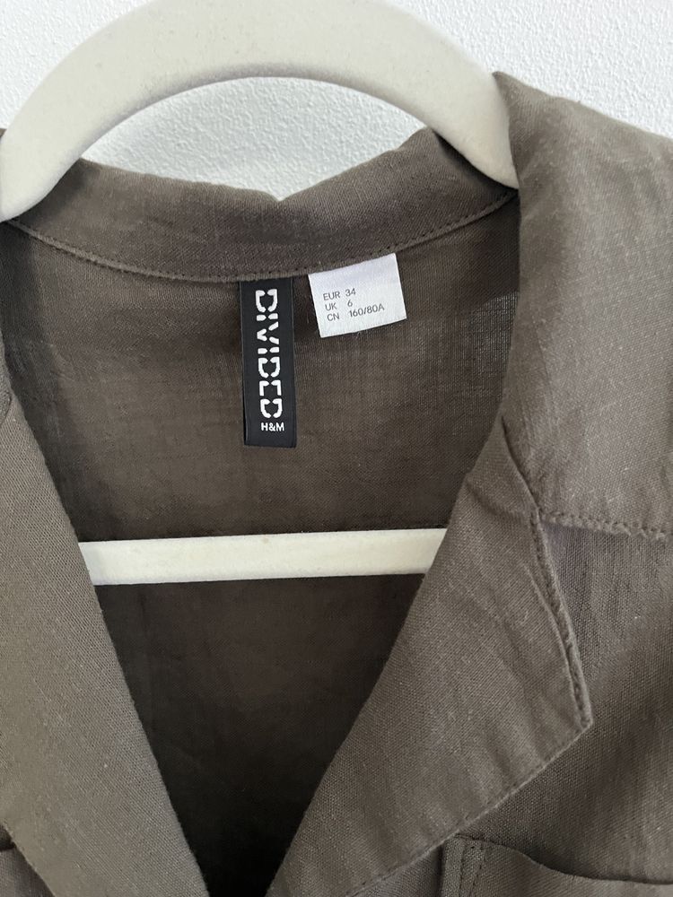 Mini sukienka bawełniana khaki 34 xs H&M