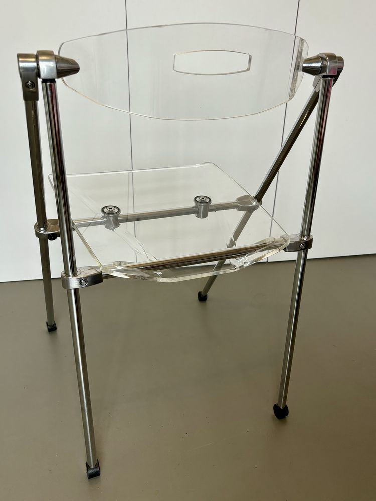 Designerskie Krzesło pleksi i chrom Giancarlo Piretti dla Castelli TOP
