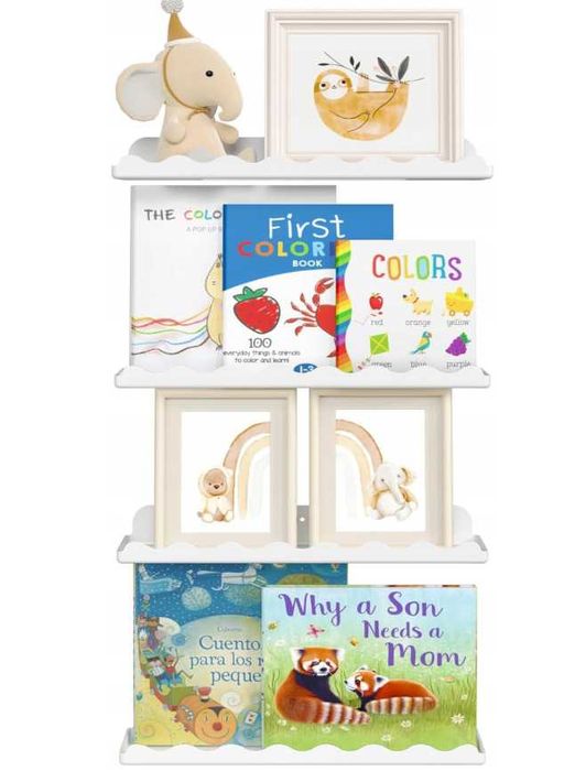 Półki wiszące ścienne do pokoju dziecięcego białe 38cm 4 sztuki