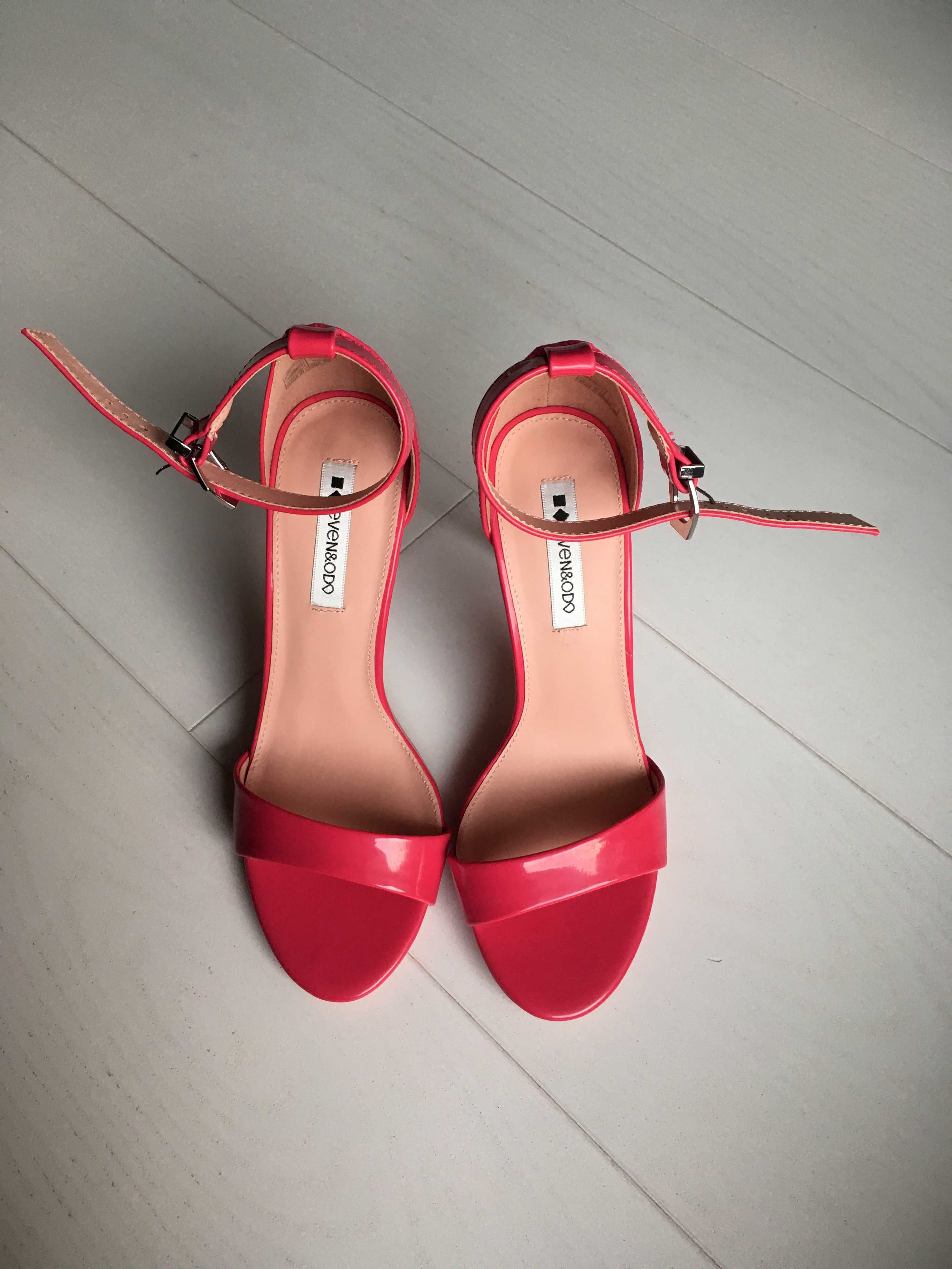 Sandały EVEN&ODD Szpilki 10cm czerwone lakierowane nowe rozm 38