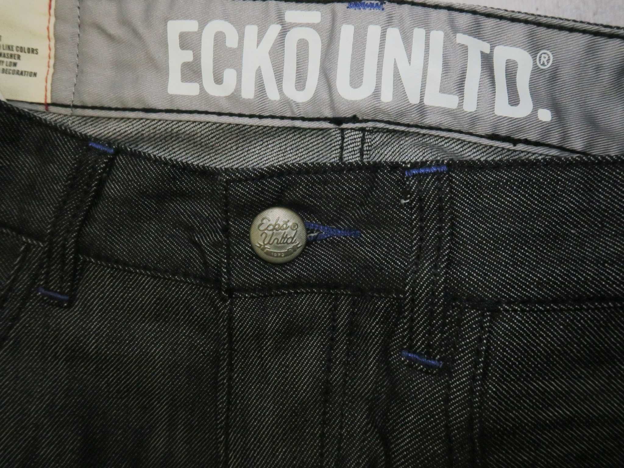 Ecko Unltd spodnie jeansowe z nadrukiem baggy szeroka nogawka M