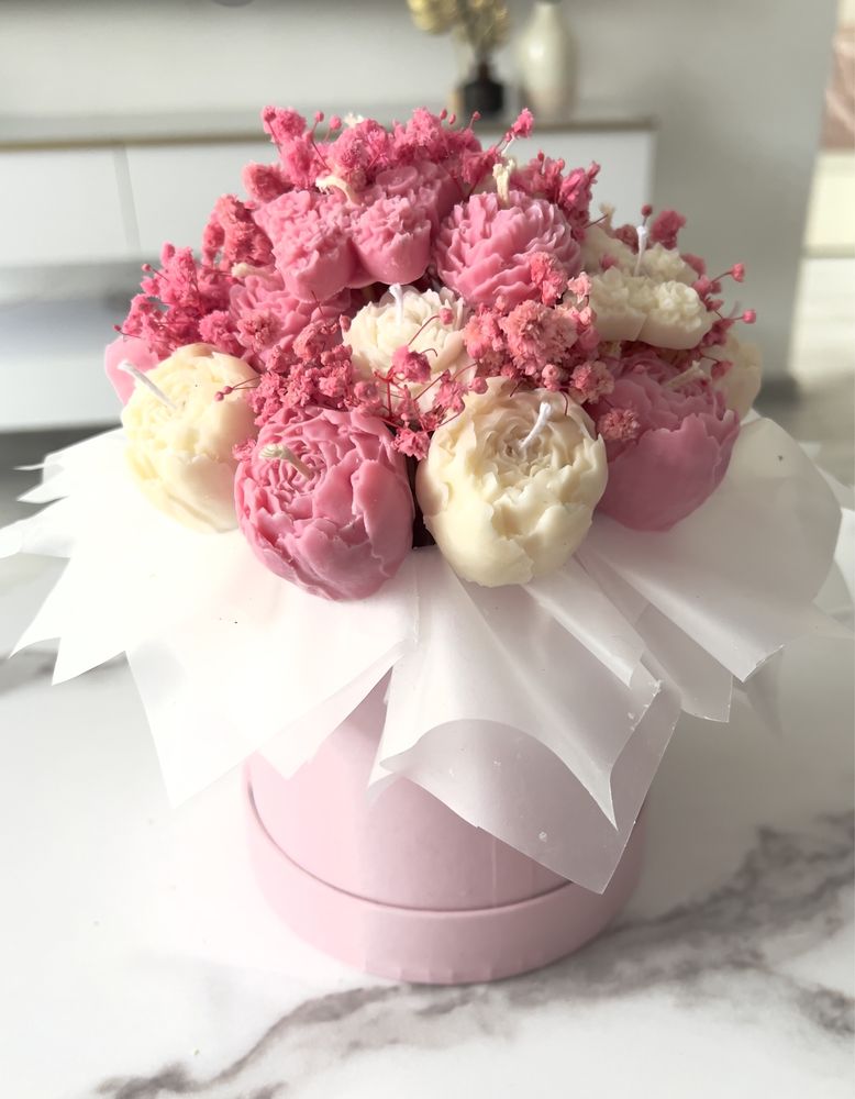 Bukiet ze świec sojowych Flower box Candle box