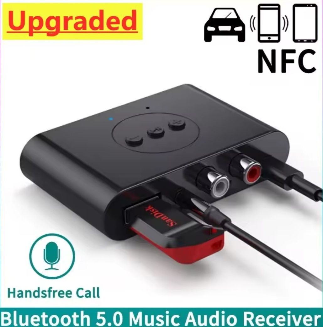 Bluetooth адаптер AUX 3.5мм з мікрофоном + NFC