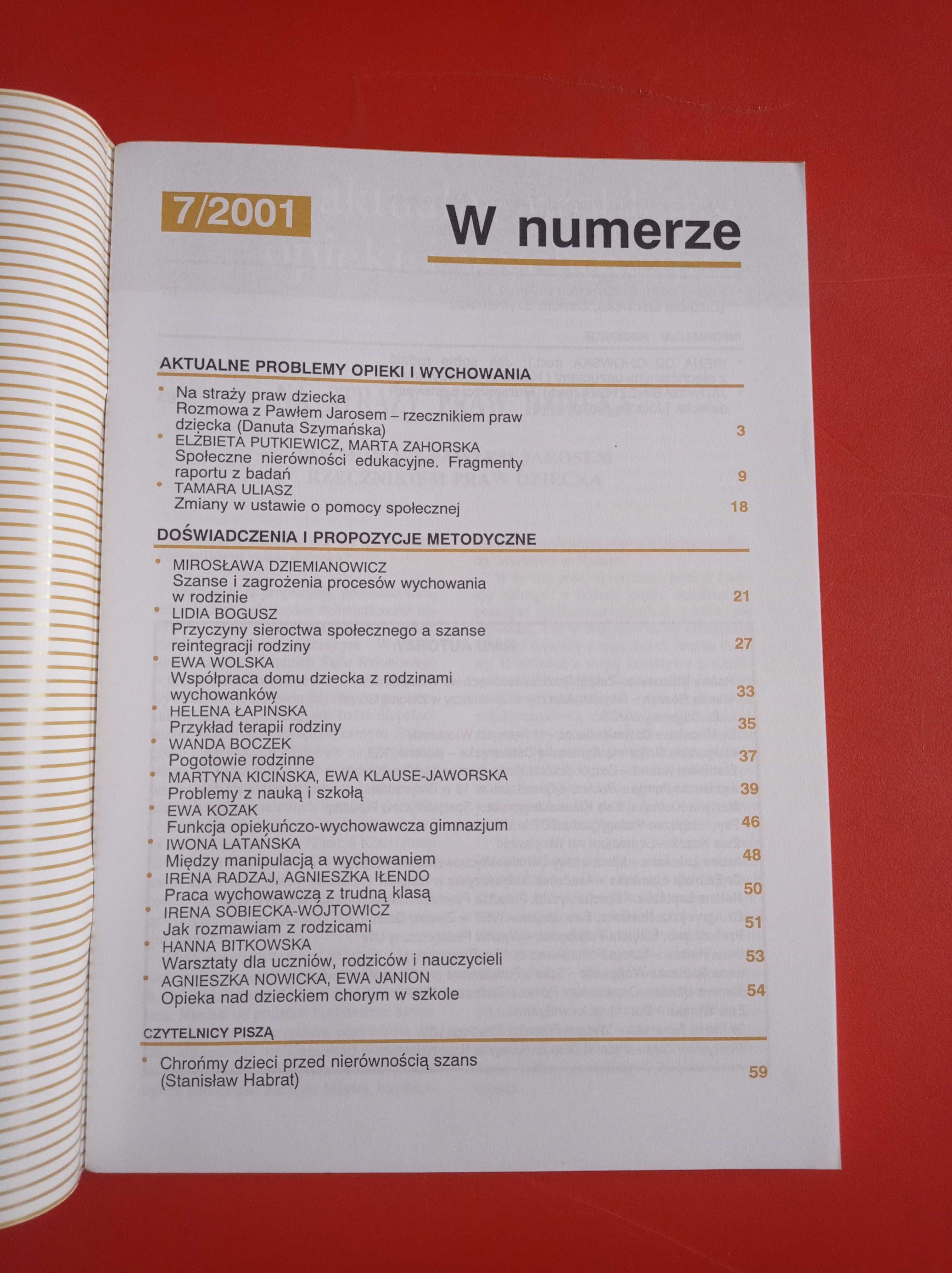 Problemy opiekuńczo-wychowawcze, nr 7/2001, wrzesień 2001