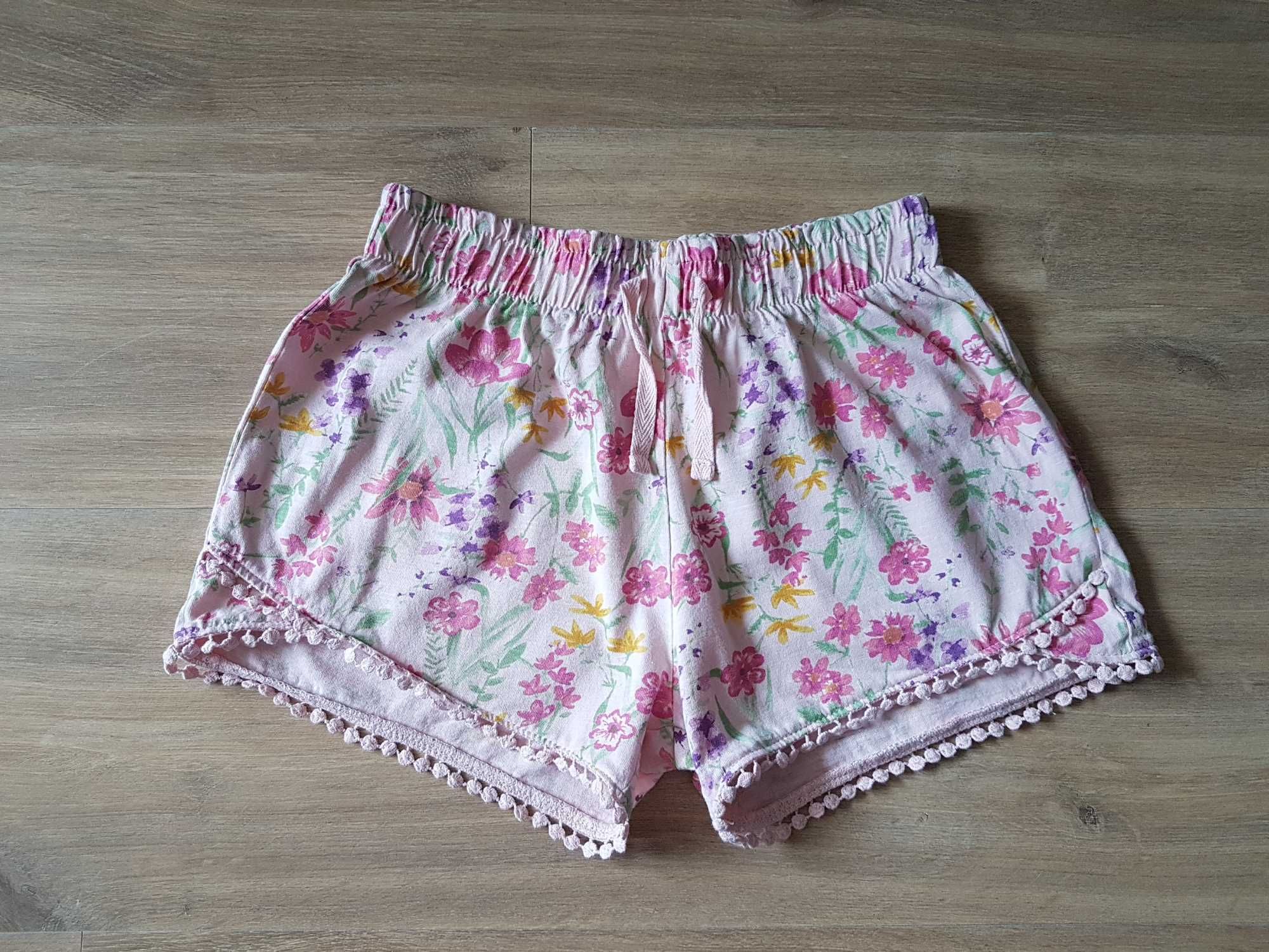 Krótkie spodenki w kwiatki 100% bawełna r. 134/140 H&M TU Kids Primark