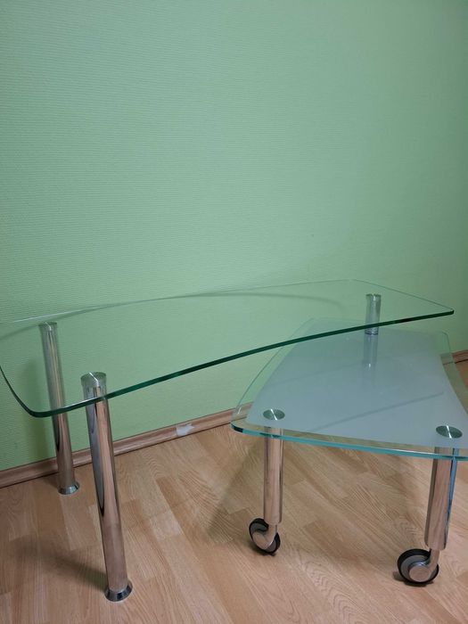 Ława szklana, stolik kawowy, owalny.