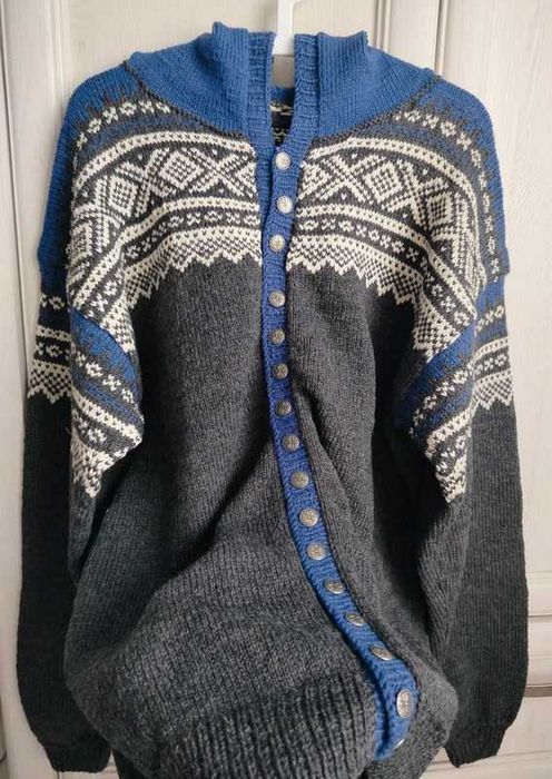 M L XL oversize tall wełniany sweter bluza norweski z kapturem unisex