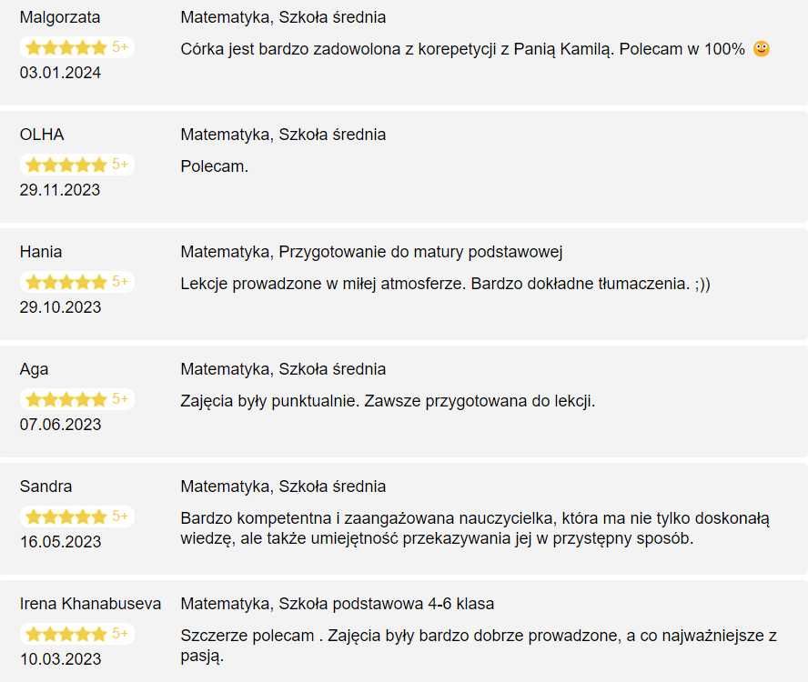 Korepetycje MATEMATYKA z doświadczoną korepetytorką ONLINE zdalnie