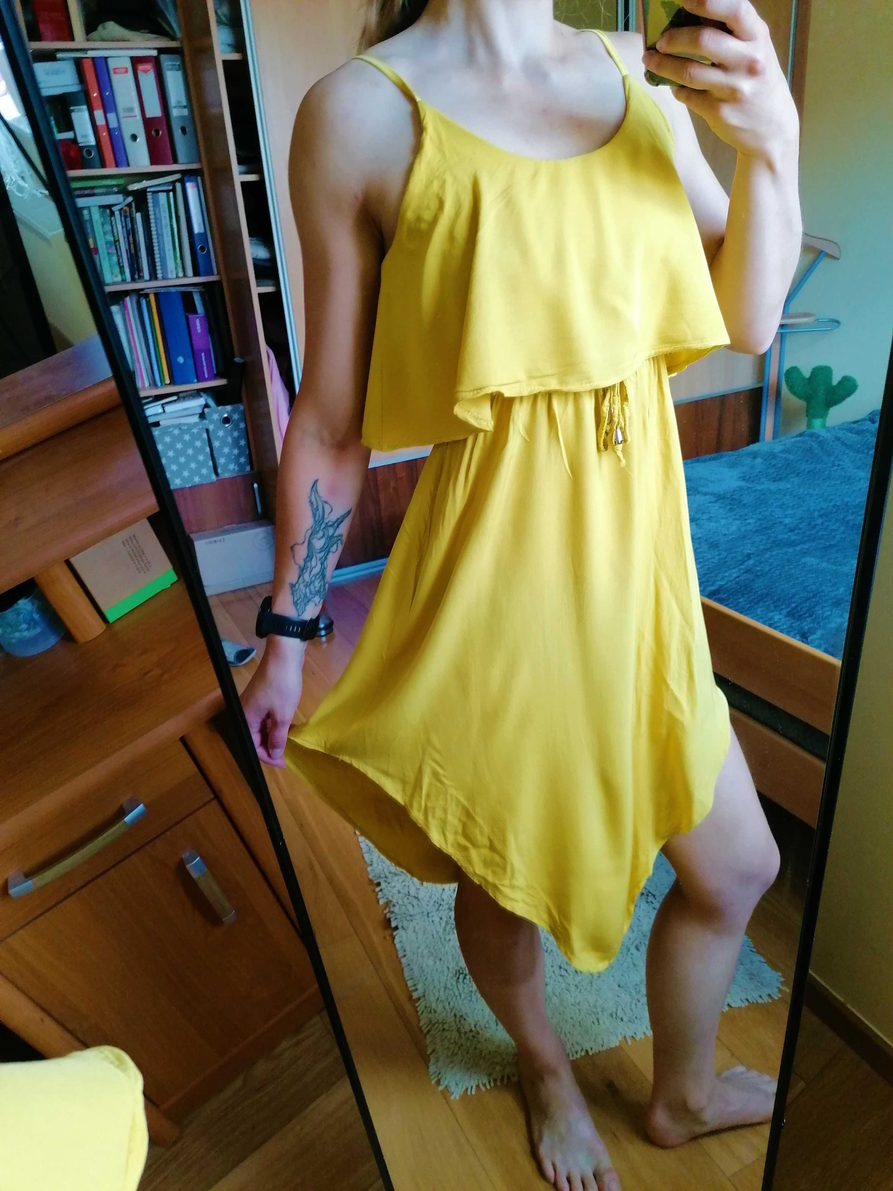 Żółta sukienka, jak nowa, rozm. M