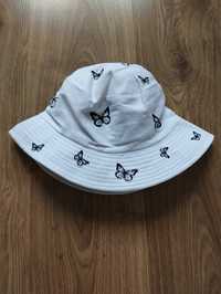 Bawełniany letni kapelusz na lato bucket hut motyle biały uniwersalny