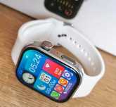 Smartwatch 9, srebrny, kwadratowy, nowy, komplet