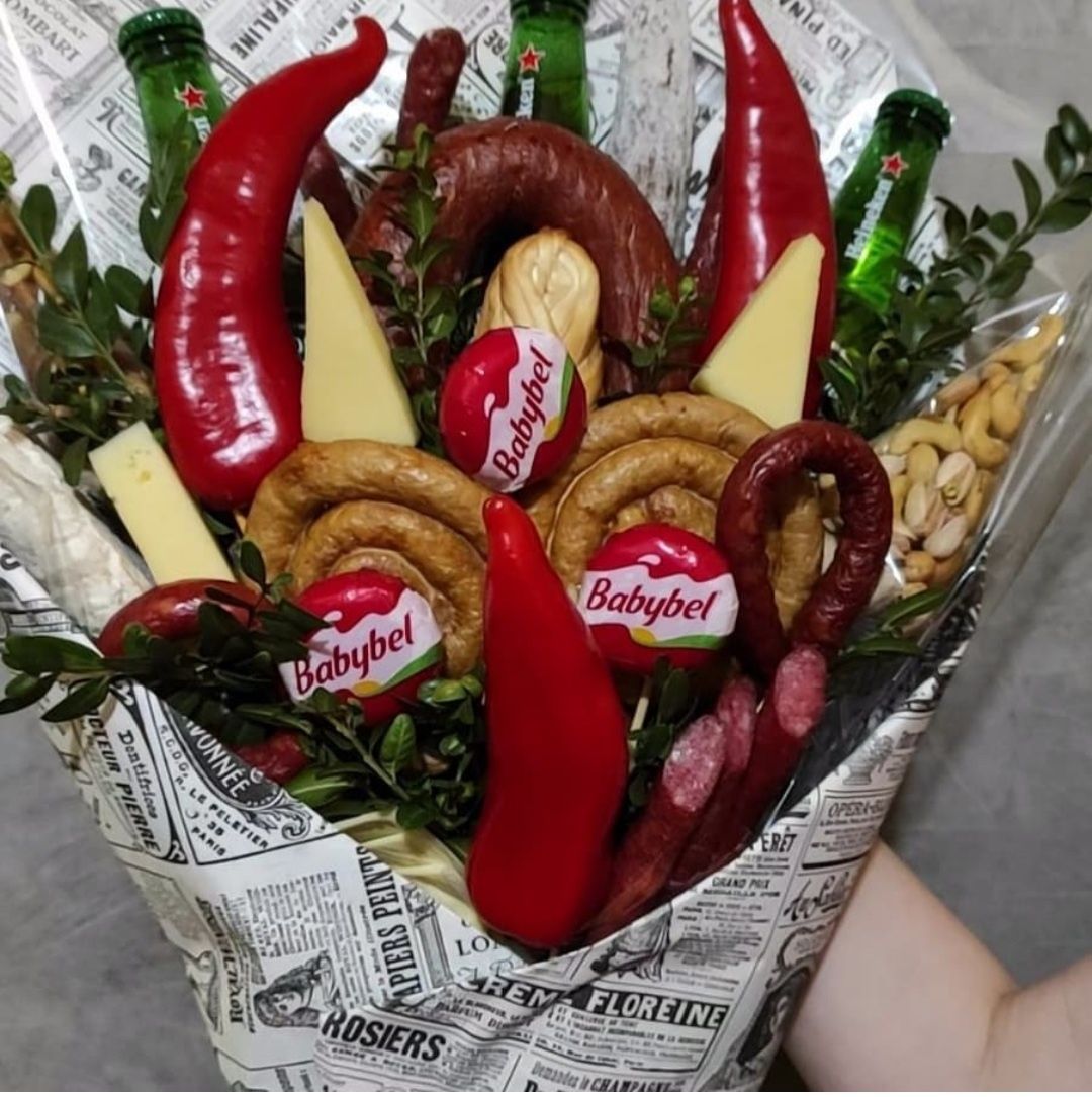 Солодкі букети, букет з цукерками та фруктами