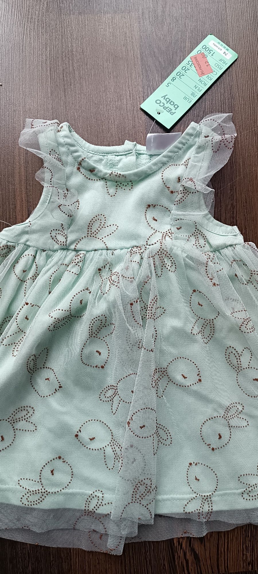 Nowa sukienka 98 i 74 zielona króliczki