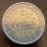 Moeda de 2 euros da Grécia de 2002 sem S