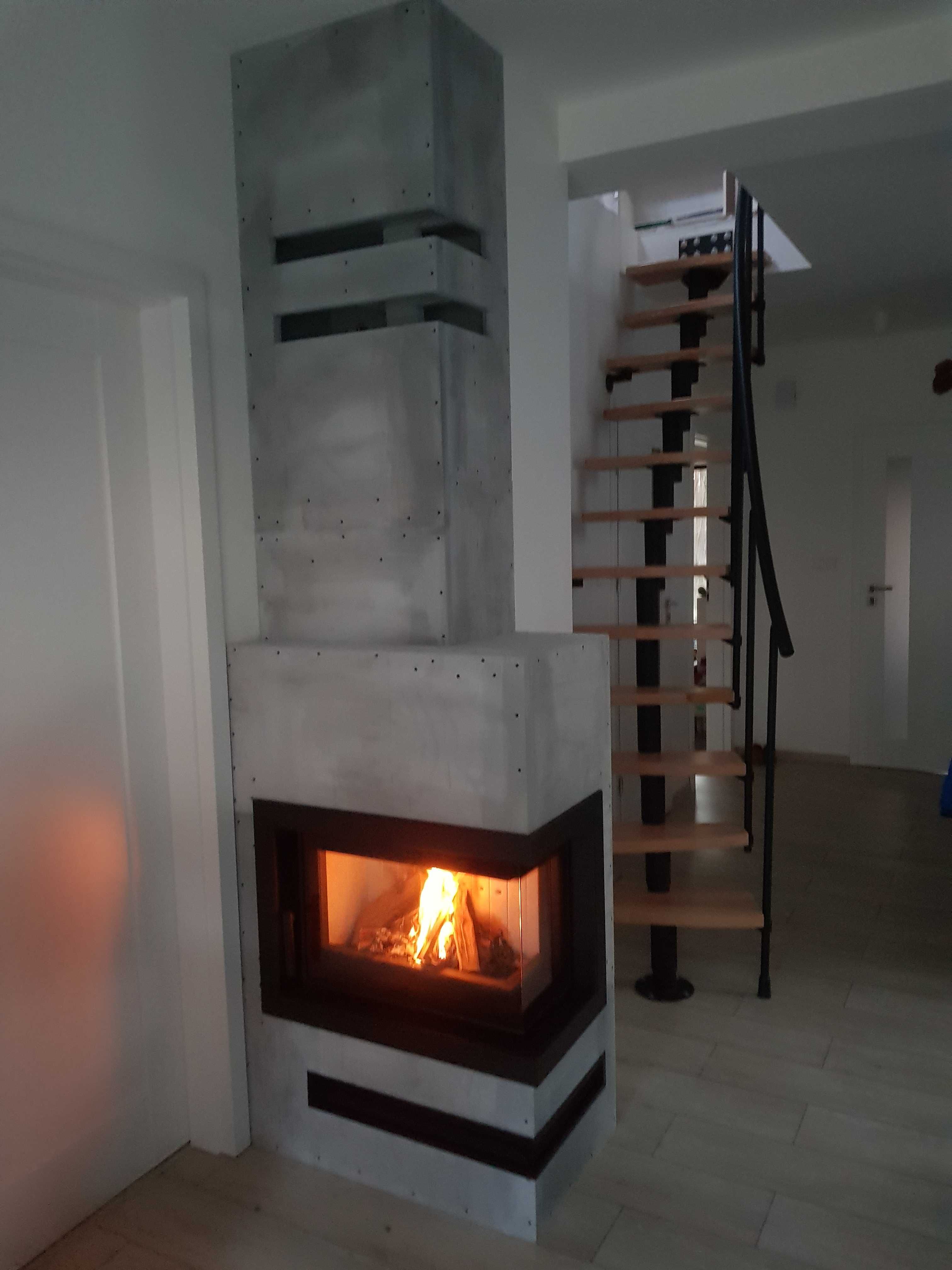 Kominki Kamko - wkład narożny Kratki Simple stalowy 6kW + zabudowa.