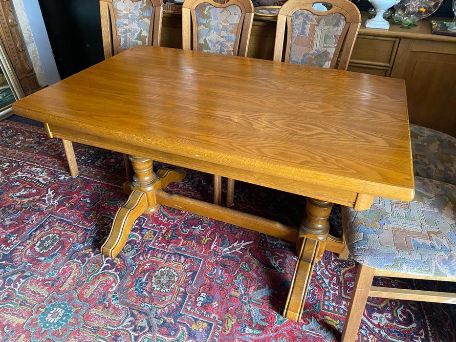 Zestaw Stół rozkładany + 8 krzeseł z Niemiec Dąb rustykalny DOWÓZ