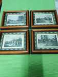 4 quadros motivos de caça gravados no próprio quadro