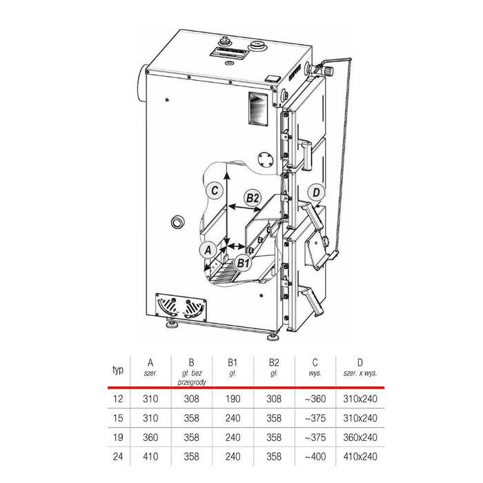 Kocioł, piec na drewno DEFRO FIREWOOD 12 kW - zasypowy / tradycyjny