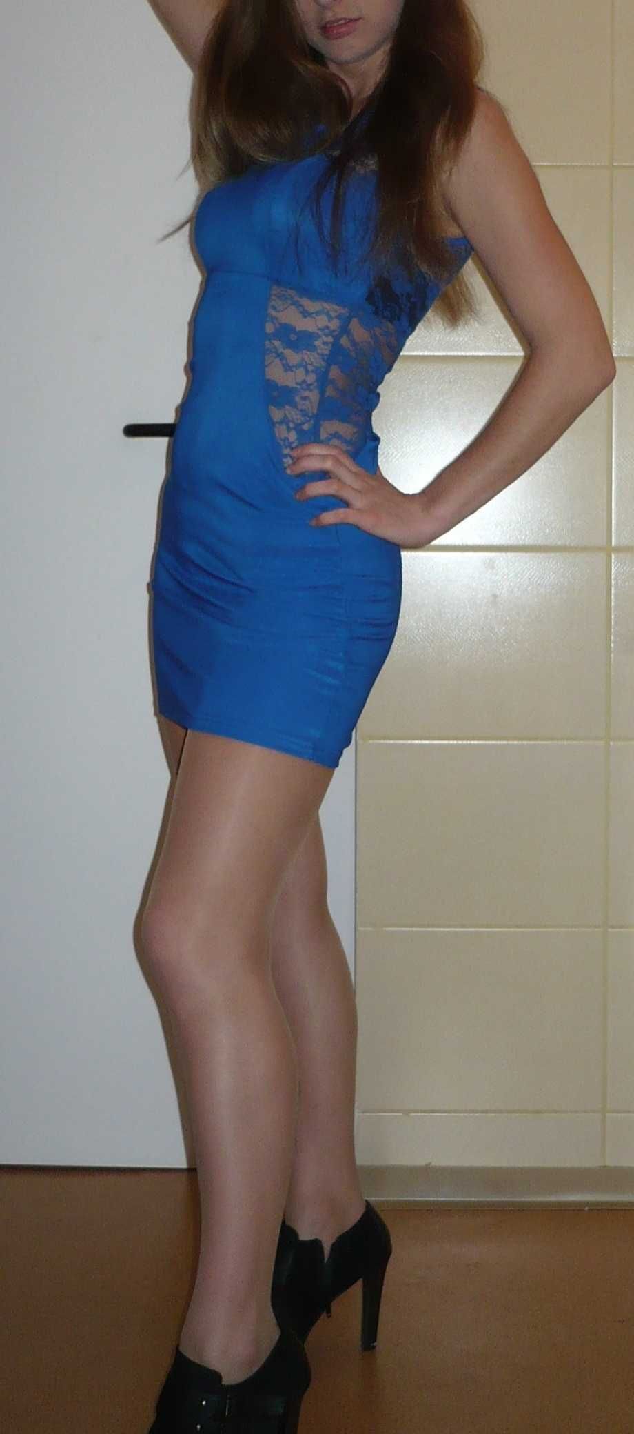 Niebieska mini sukienka rozmiar S M