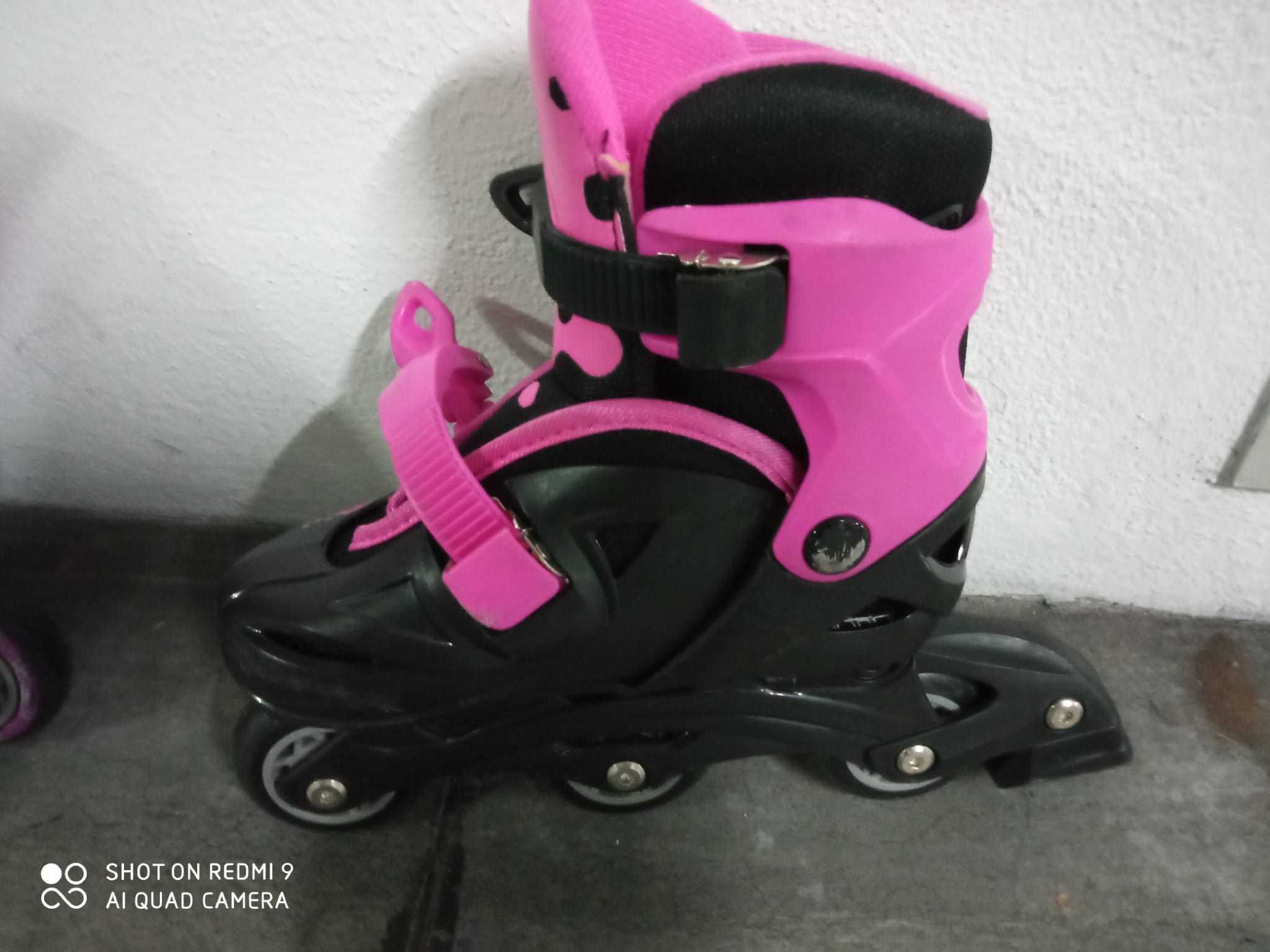 Patins em roda de menina - Usados apenas 3 vezes