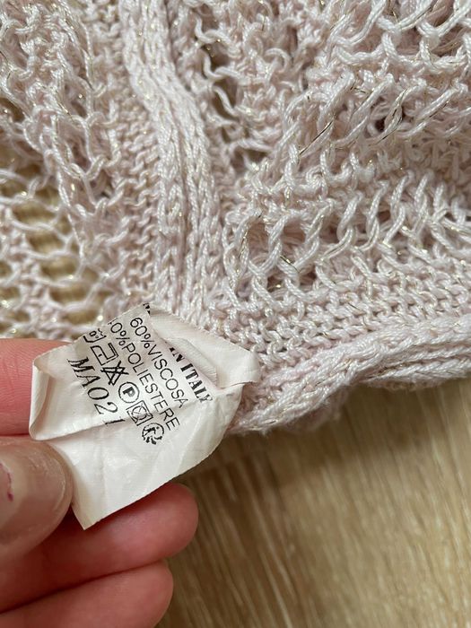 Włoska narzutka damska różowa, dzianinowa, M, Made in Italy