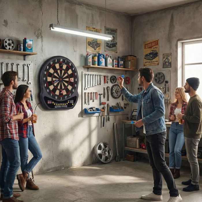 NOWA Elektroniczna tarcza do darta 48 cm – 27 gier, 12 rzutek, LCD