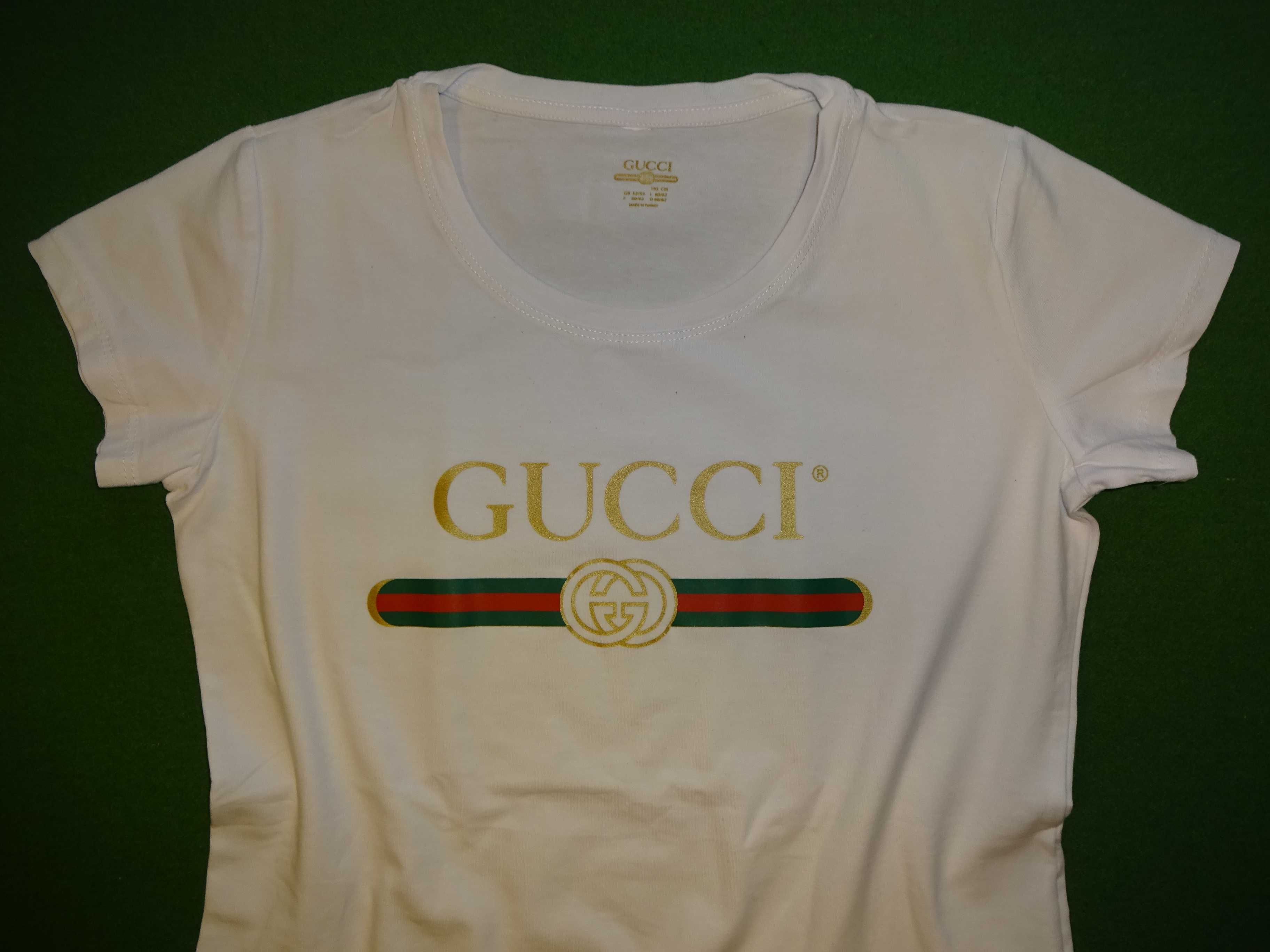 GUCCI biała bawełniana koszulka tshirt bluzka na krótki rękaw M